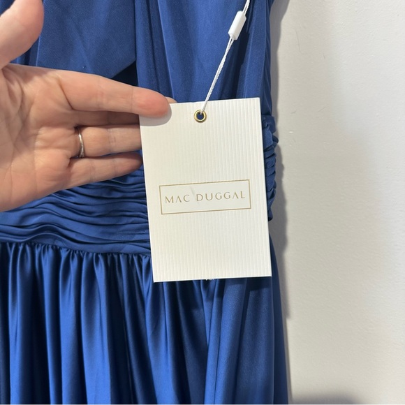 NWT New Anthropologie Mac Duggal Tiered Ruffle Halter Gown Blue - Picture 4 of 8